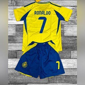 Al Nassr Ronaldo Yellow Jersey Kids Soccer Set Kit - SHIPS TODAY NWT